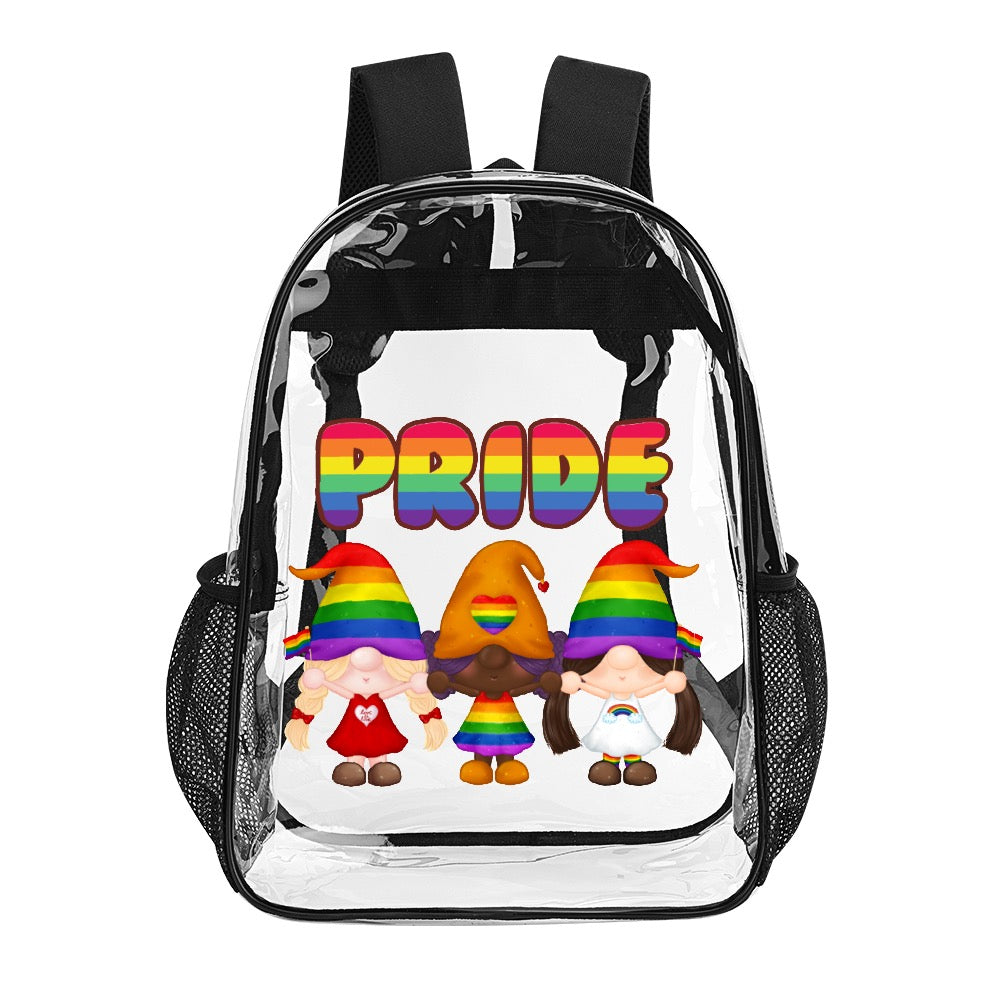 "Pride Unity" Rainbow Gnome Transparent Satchel 17”