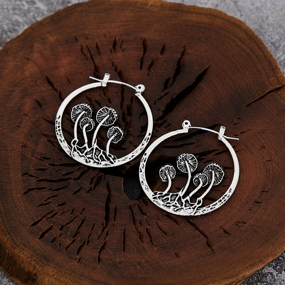 Mystical Mushroom Hoop Earrings