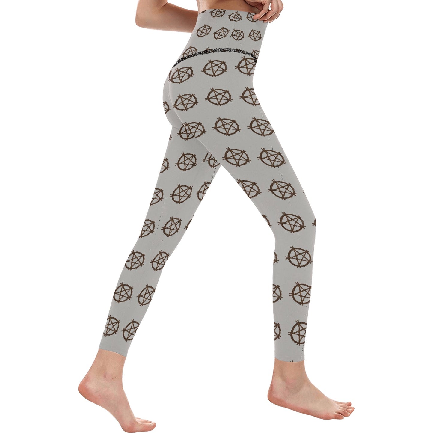 Women's witchy High-Waisted Leggings - Rustic Pentagram
