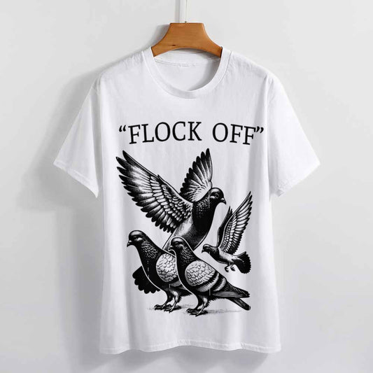 "Flock Off" Vintage Bird Graphic Tee - Statement T-Shirt