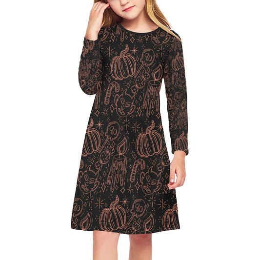 Girls' Mystical Halloween Long Sleeve Dress