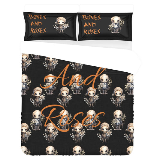 **Bones and Roses 3-Piece Bedding Set