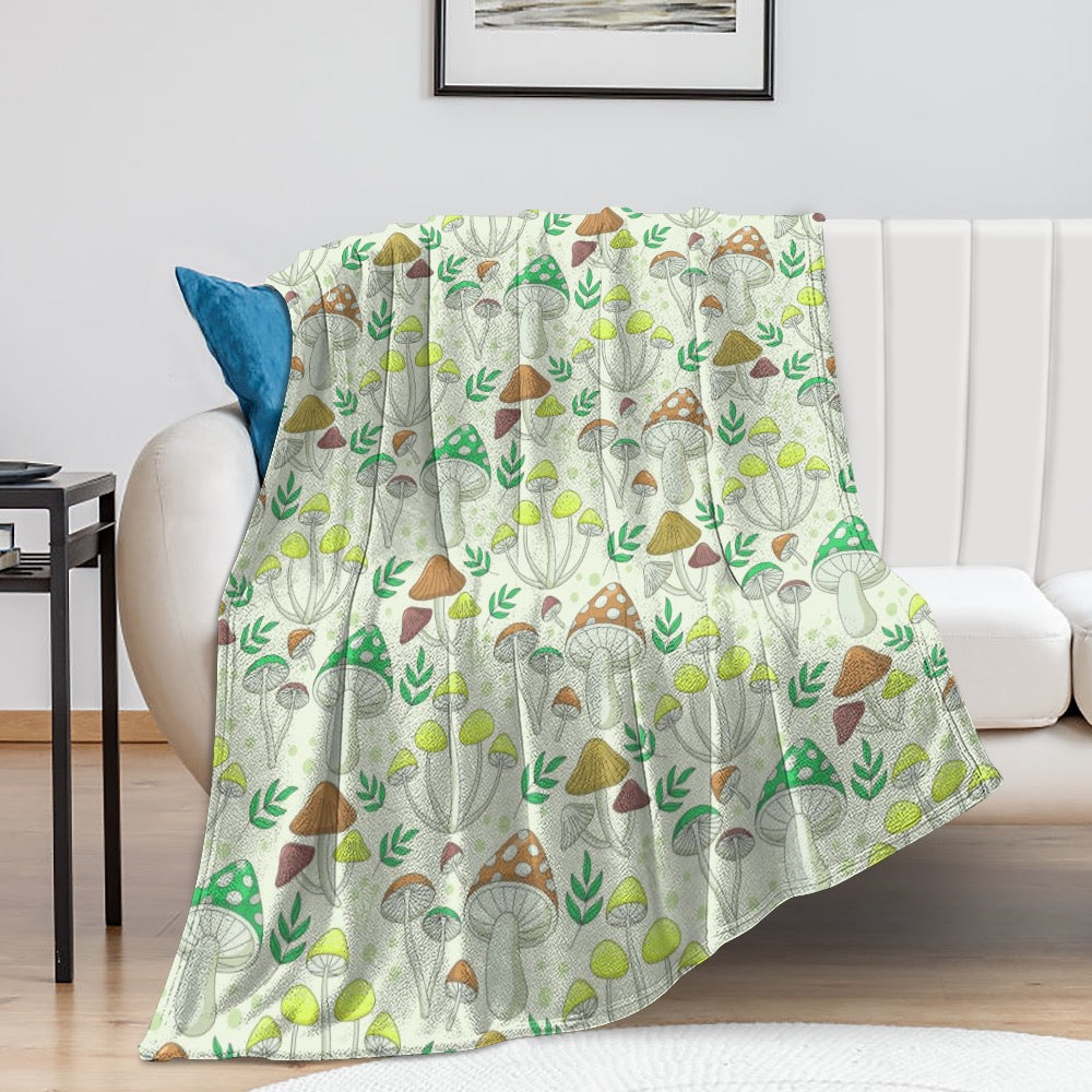 Super Soft Enchanted Mushroom Forest Flannel Blanket - Where Nature Meets Comfort