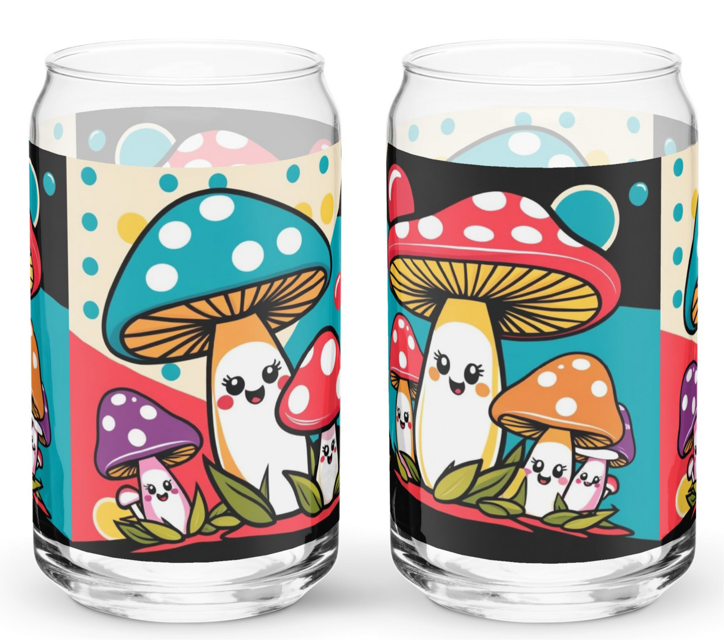 Cute mushroom design Can-shaped glass.