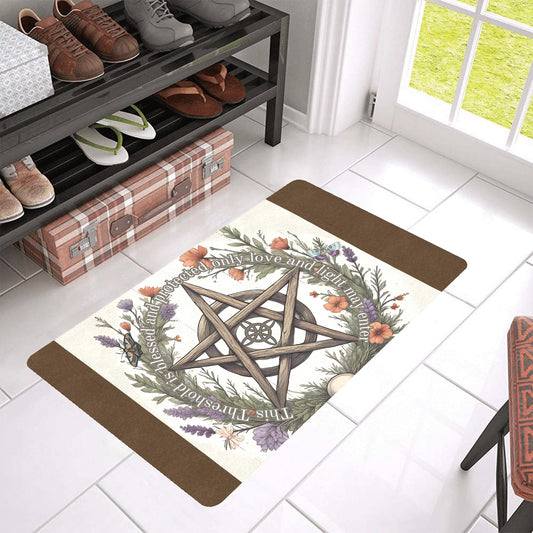Blessed & Protected Pentagram Doormat - Witchy Home Decor 30” x 18”