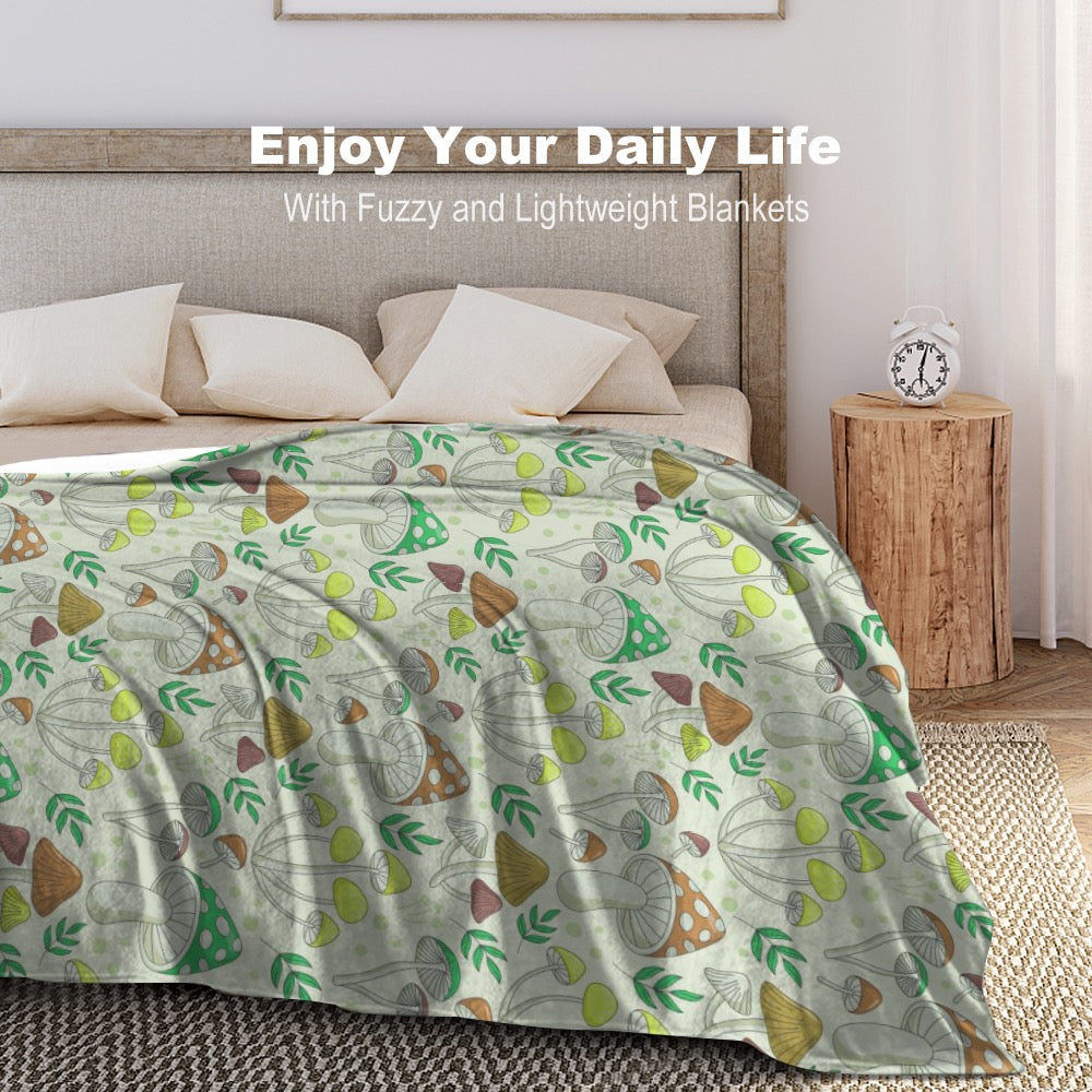 Super Soft Enchanted Mushroom Forest Flannel Blanket - Where Nature Meets Comfort