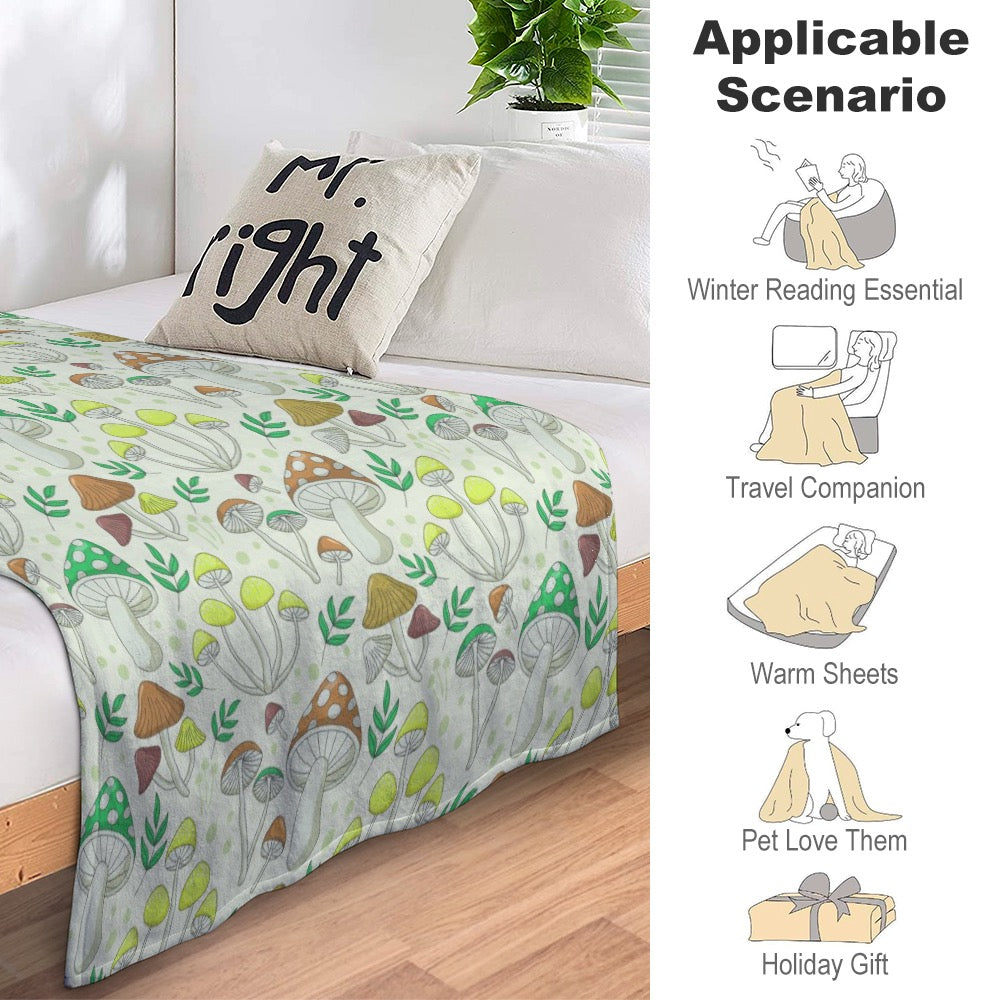 Super Soft Enchanted Mushroom Forest Flannel Blanket - Where Nature Meets Comfort