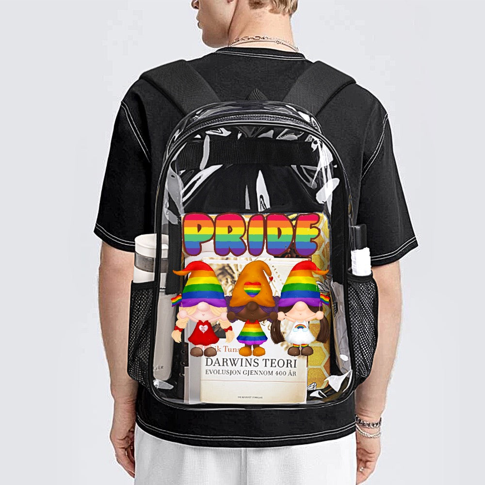 "Pride Unity" Rainbow Gnome Transparent Satchel 17”