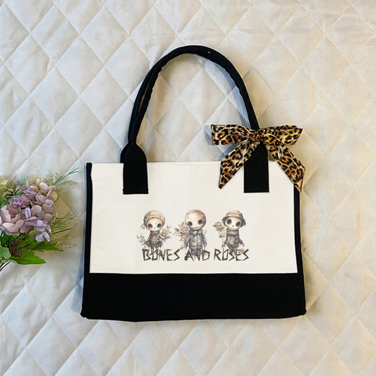 **"Bones and Roses" Custom Colorblock Handbag