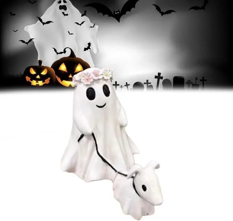 Ghost Walking Dog Statue - Spooky Halloween Figurine