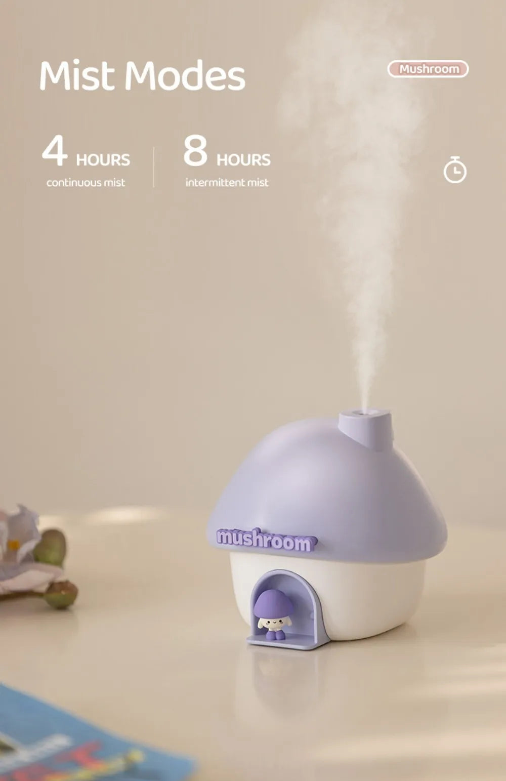 Mushroom Cartoon Air Humidifier 300ml USB Essential Oil Aroma Diffuser Colorful Lighting Cute Mushroom House Desktop Decoration