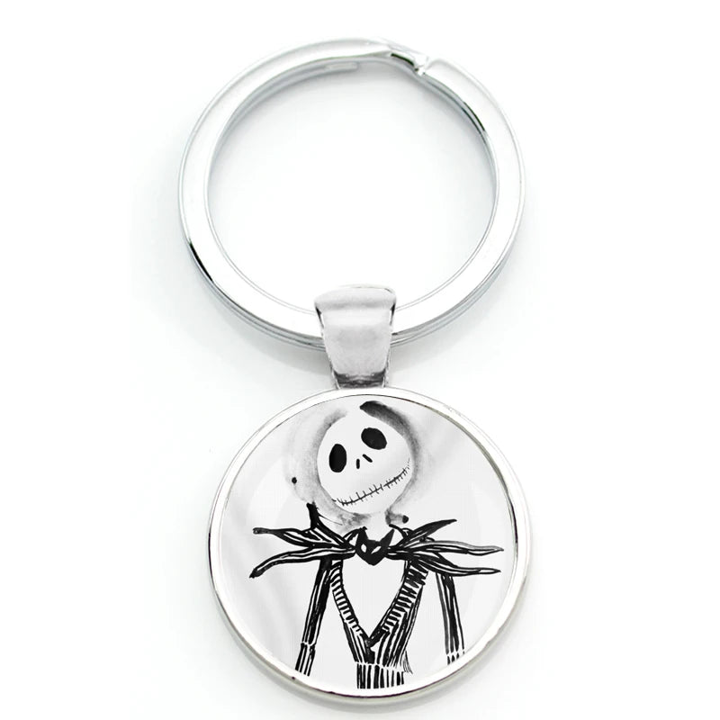 Chilling Nightmare Before Christmas Quotes Keychain - Jack Skellington & Sally Crystal Pendant