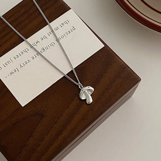 Whimsical Mushroom Sterling Silver Pendant Necklace