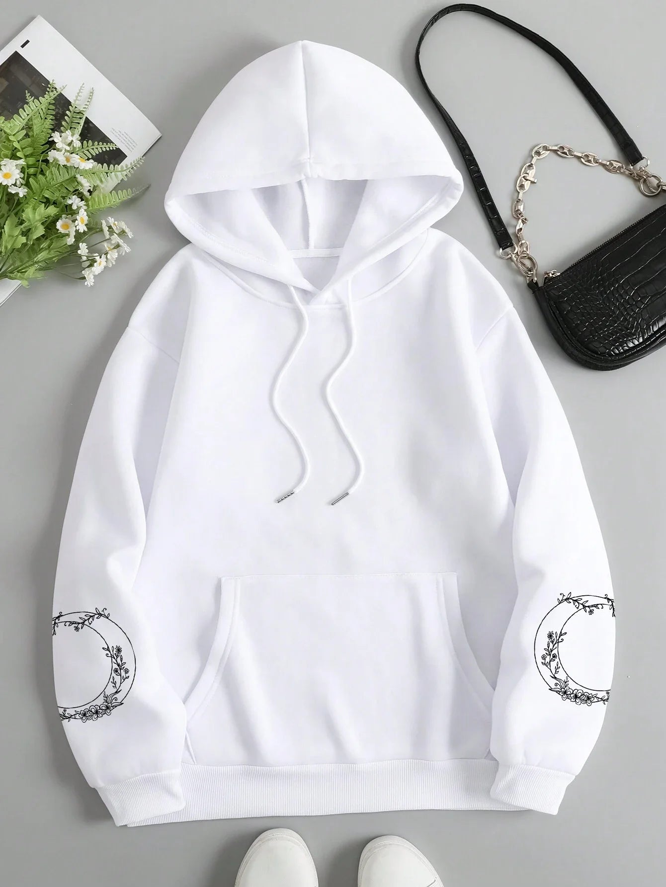 "Mushrooms Grow On The Moon" Funny Graphic Unisex Hoodie”