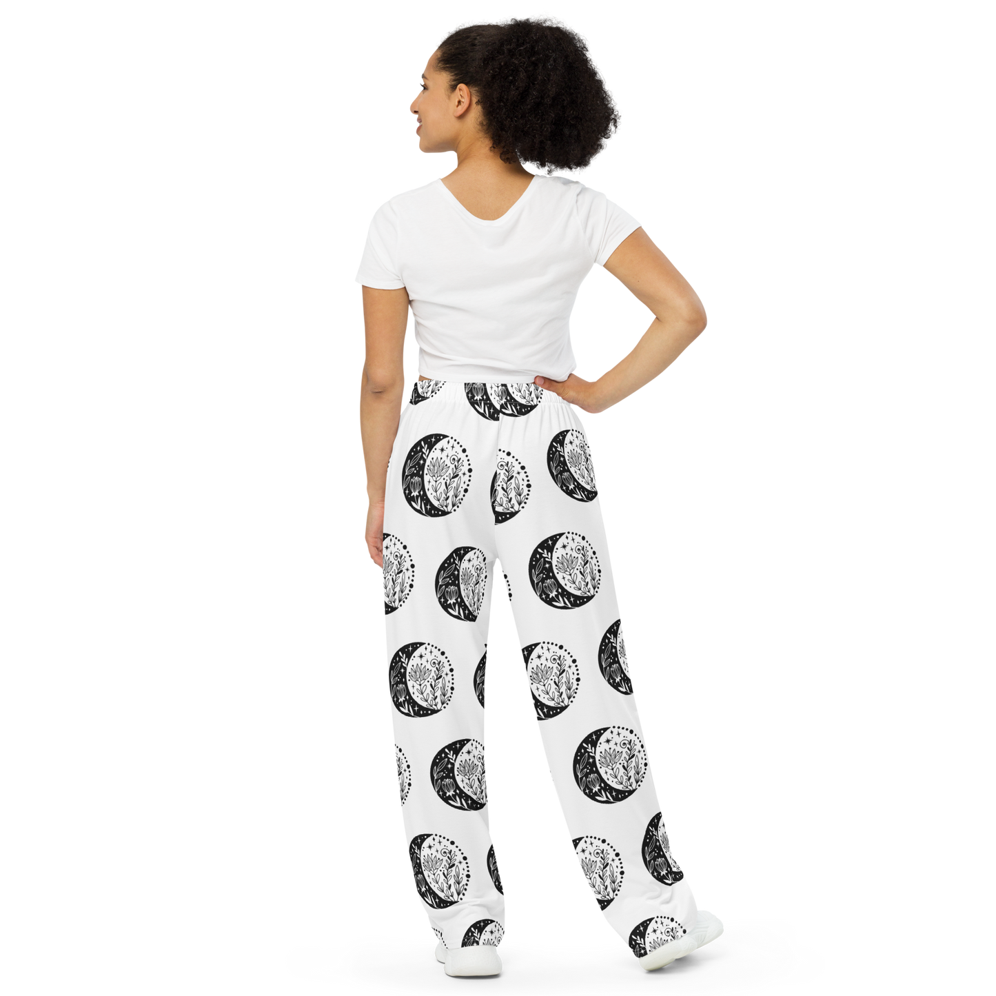 Moon theme All-over print unisex wide-leg bottoms (matching items available)