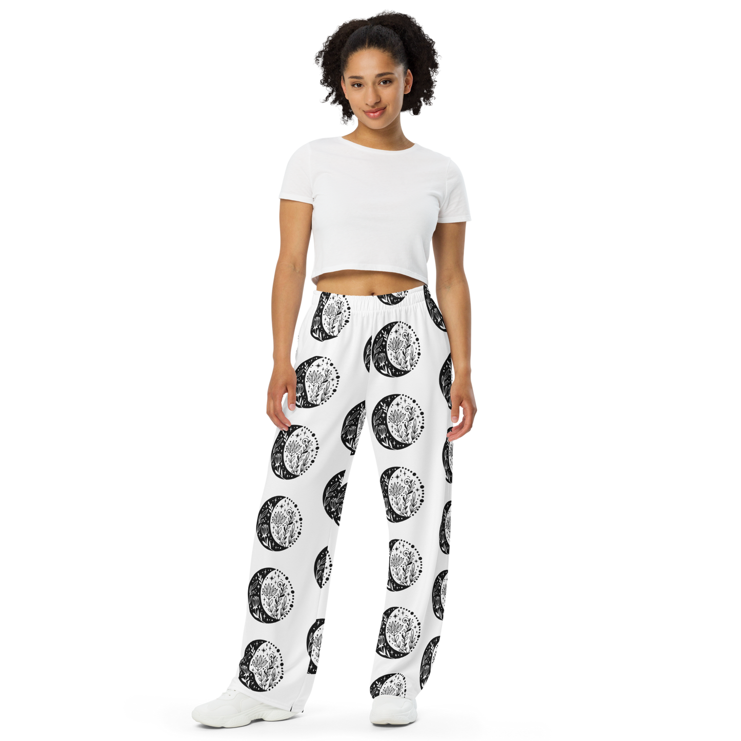 Moon theme All-over print unisex wide-leg bottoms (matching items available)