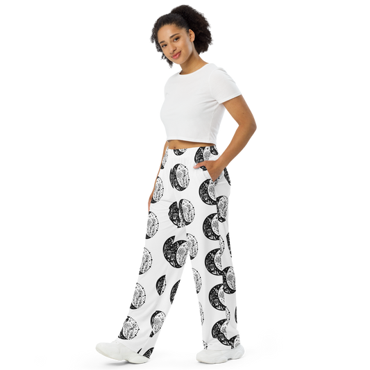 Moon theme All-over print unisex wide-leg bottoms (matching items available)