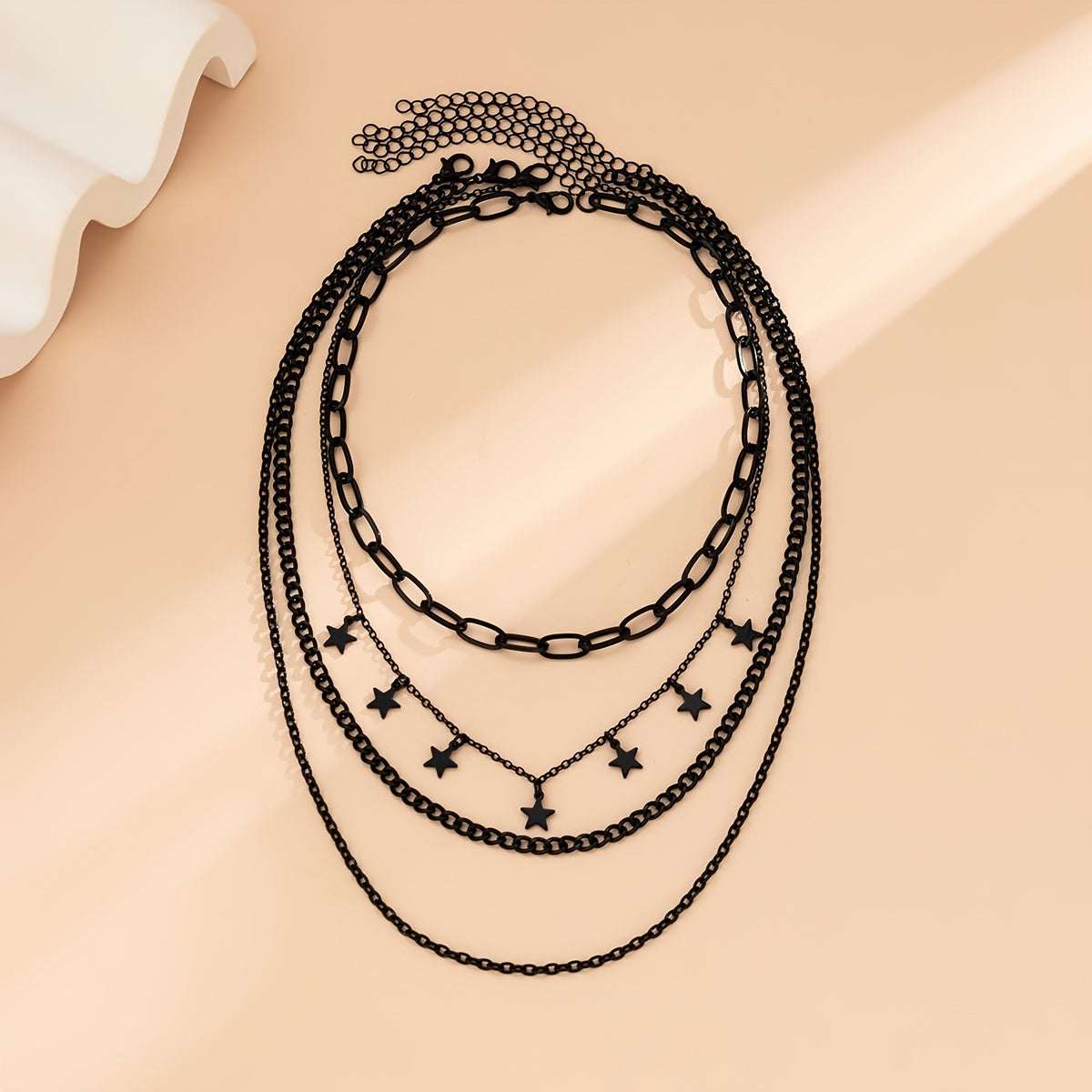 4-Piece Gothic Black Star Tassel Necklace Set