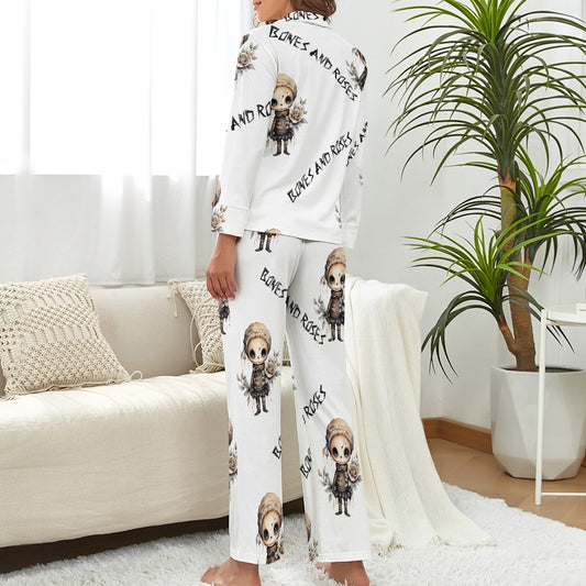 "Bones and Roses" Comfort Pajama Set - Where Gothic Meets Cozy