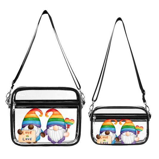 "Love is Love" Rainbow Pride Gnome Transparent Satchel Set - Two Piece