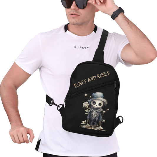 Unisex Gothic Chest Bag - "Bones and Roses”