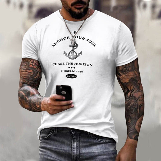 Anchor Your Soul" Vintage Nautical Tee - Chase the Horizon