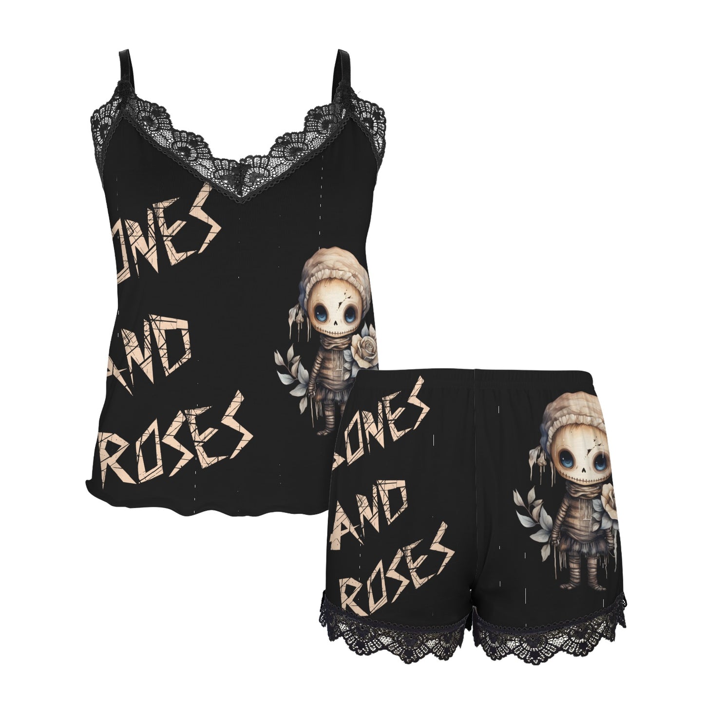 Women's Bones and Roses Lace Camisole Pyjama Set